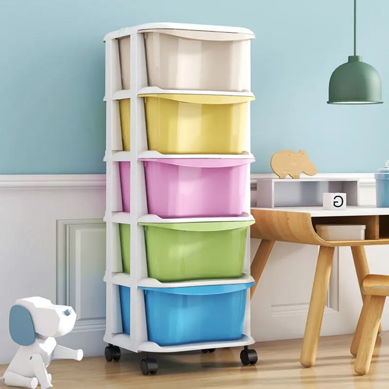 tủ nhựa ngăn kéo đa sắc 5 tầng, tủ nhựa đựng quần áo có bánh xe nhựa cao cấp kệ giường bàn 4