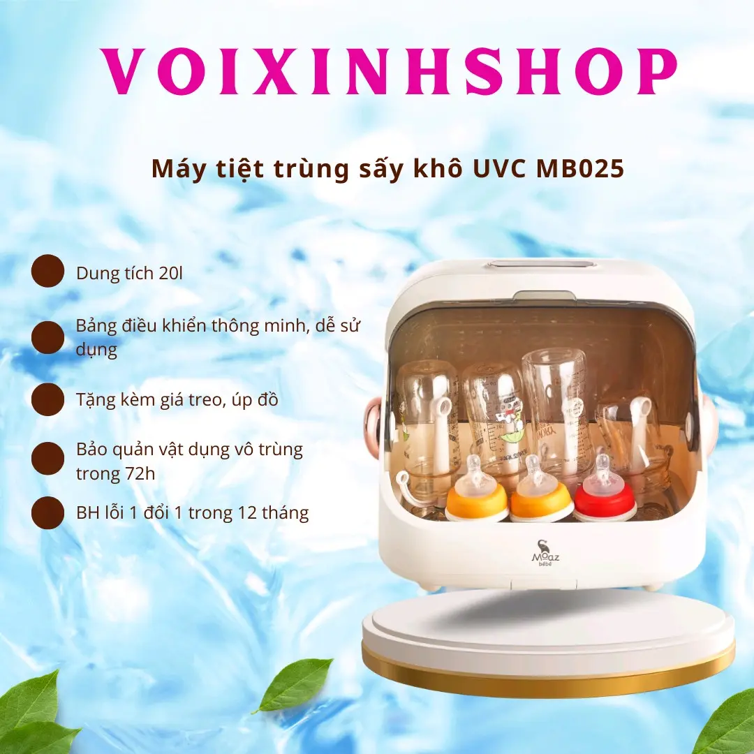 MÁY TIỆT TRÙNG SẤY KHÔ TIA UVC MOAZ BÉBÉ MB044 bảo quản 72h