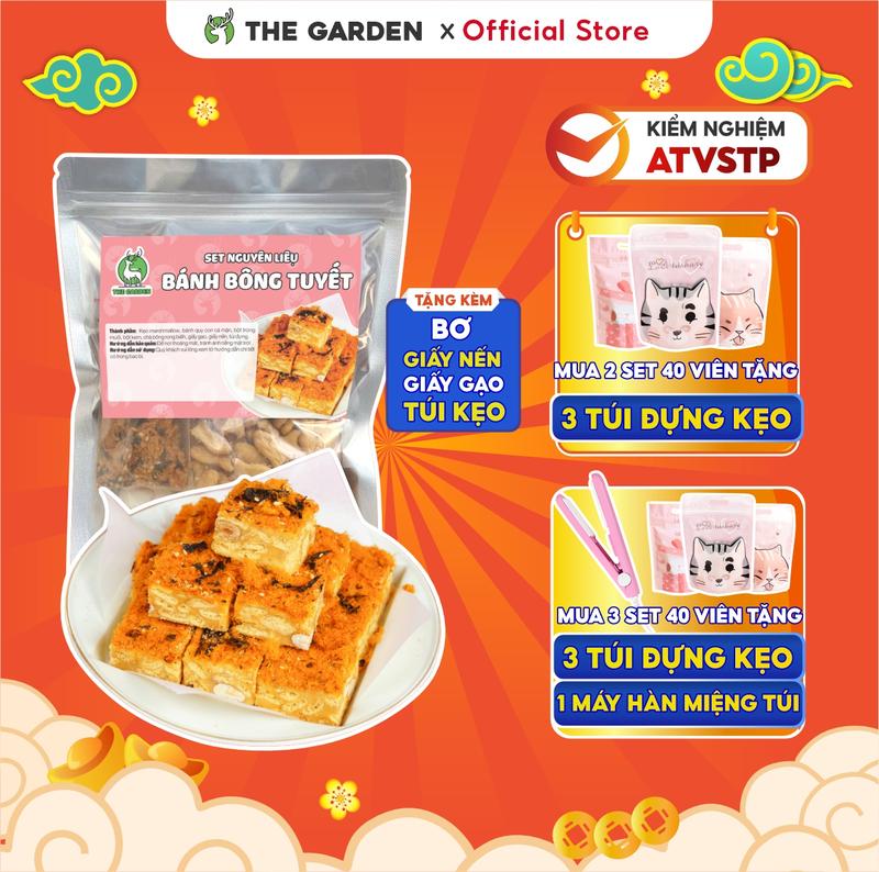 Set nguyên liệu bánh bông tuyết hoàng kim The Garden nấu được 40 viên - Snack, Cay