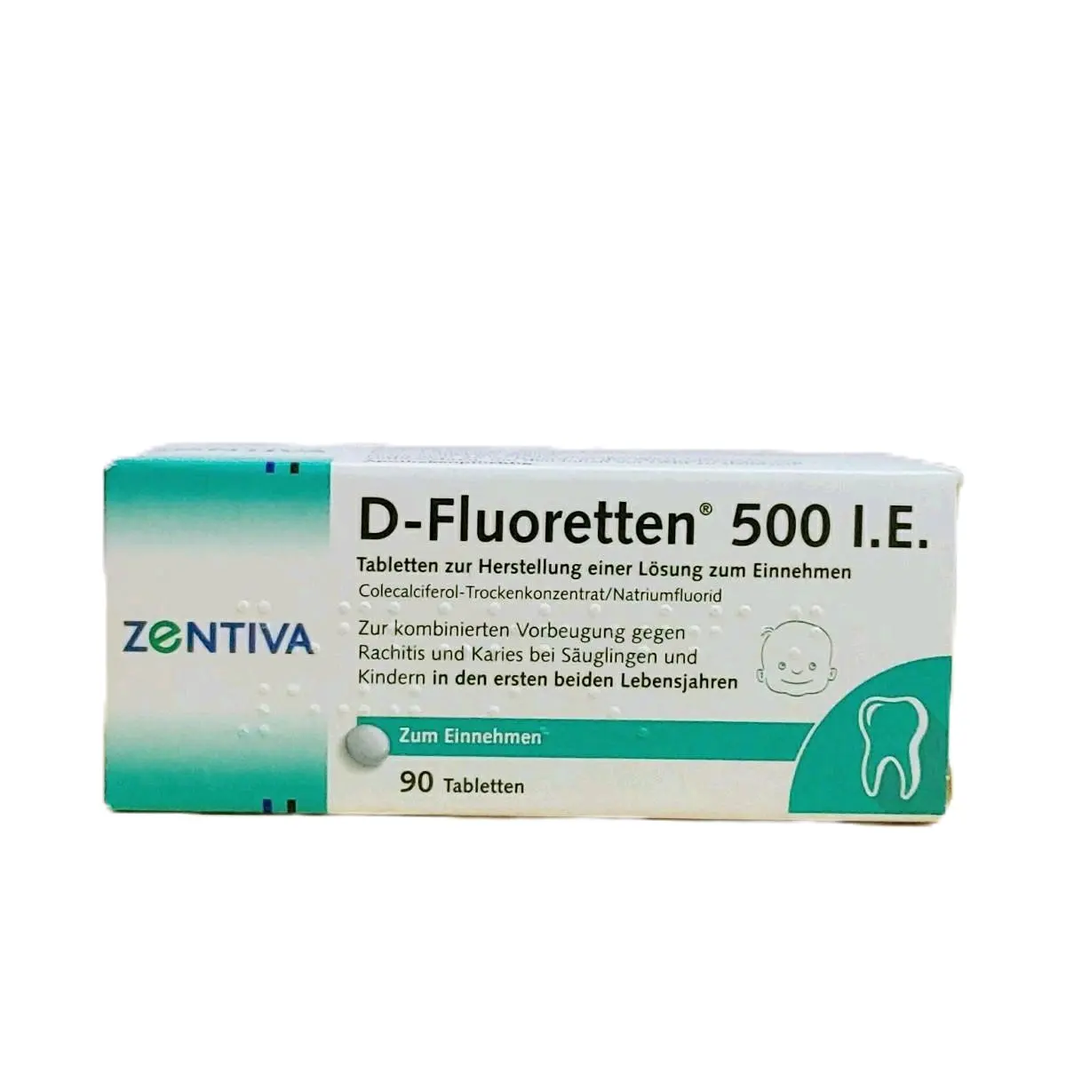 (Hàng n.địa Đức) Viên uống D Fluoretten 500 I.E giúp hỗ trợ phát triển chiều cao và răng, hộp 90 viên uống hòa tan