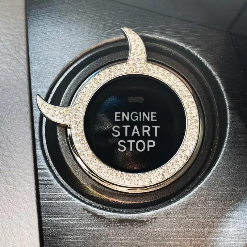 Product Introduction of Car Engine Start Stop Button Decoration, Rhinestone Decor Car Engine Start Stop Button Cover, Car Accessories for Women & Men 4