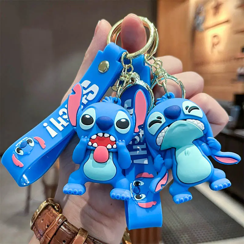 Mặt Dây Chuyền Móc Chìa Khóa Xe Hơi Búp Bê 3D Stitch Biểu Tượng Cảm Xúc Hoạt Hình, Thiết Kế Dễ Thương, Thích Hợp Làm Quà Tặng Gian Hàng Chợ Đêm, Bán Buôn Có Sẵn 0