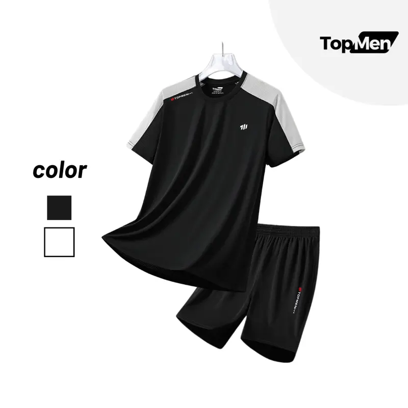 Bộ quần áo thể thao nam Top Men mã A-01, Sport Rehular Fit, phối cầu vai, 2 màu,  đủ size tới 100 cân, vải thun có lỗ thông hơi thoáng mát 3