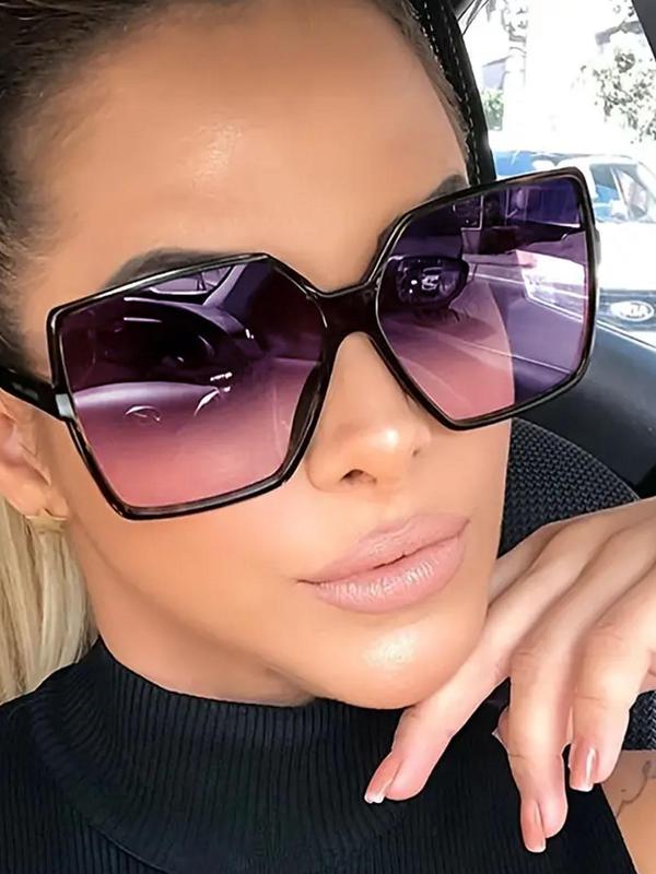 Rich Girl Sunglasses, Modern Simple Ombre Large Frame Vacation Sunglasses for Everyday Use, Trendy Casual Sunglasses, Fashion Black Eyeglass for Outdoor Activities, Travel Accessories, Women 0