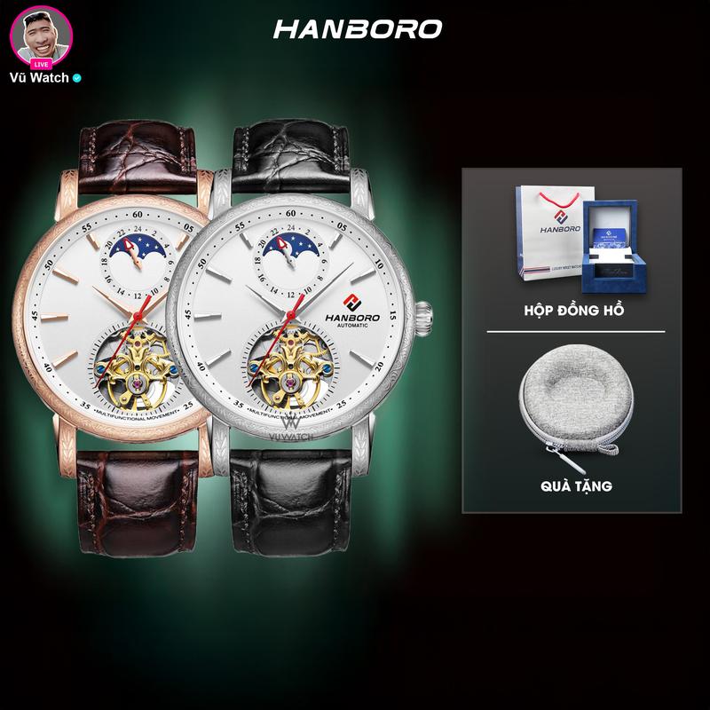 Đồng Hồ Cơ HANBORO 8272 Chính Hãng [2830] | Tặng kèm bóp đựng đồng hồ
