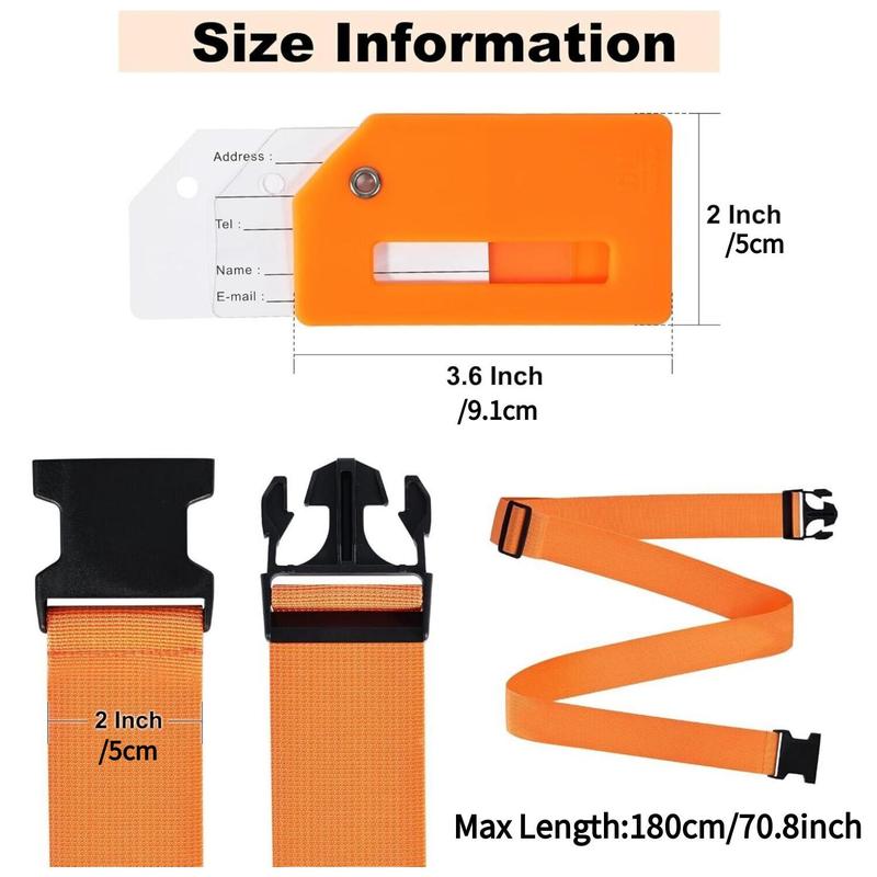 Product Introduction of Portable Travel Set, 4 Counts/set Luggage Straps & Silicone Luggage Tags, Handbag Travel Luggage Tag, for Travel Essentials 6