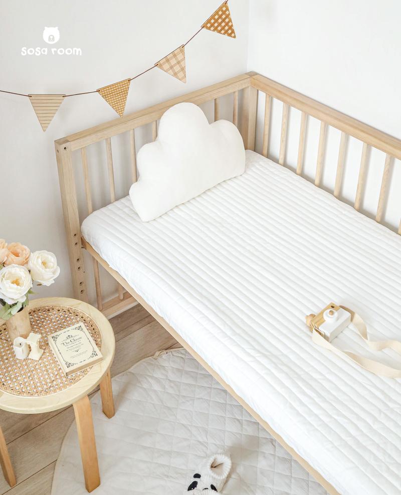Product Introduction of Ga bọc nệm cho bé, cotton trần bông hữu cơ, màu trắng trơn, siêu mềm êm 13