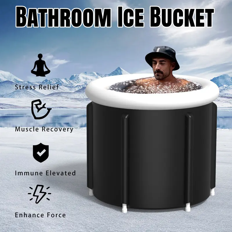 XiaoZhou-Portable Ice Bathtub Therapy Foldable for Hot Bath for Small Space,black(70*80cm)