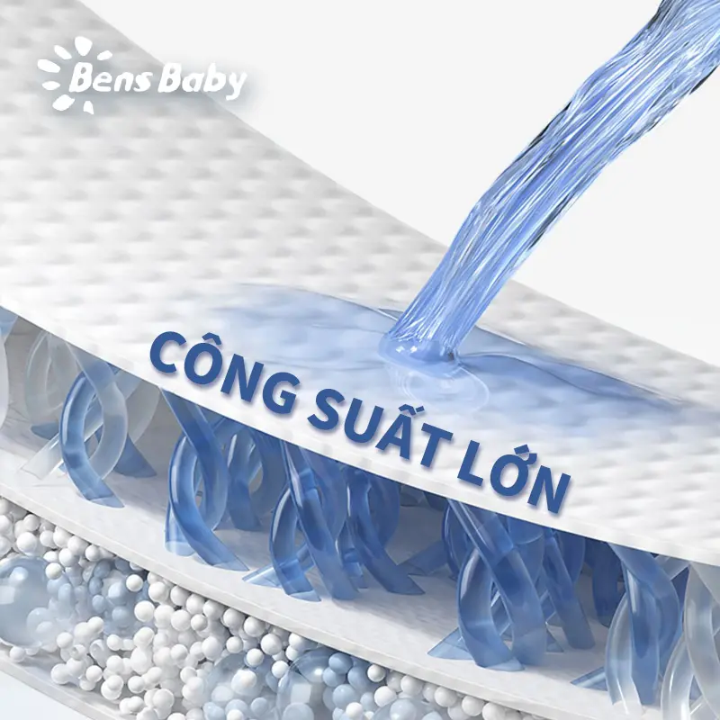 [Bens Baby - AFF] Gói 50 Miếng Bỉm Tã Quần Cho Bé Đa Kích Cỡ M, L, XL, XXL Siêu Mỏng Thấm Hút Thoáng Mát Thích Hợp Cho Mùa Hè mẹ và bé 6