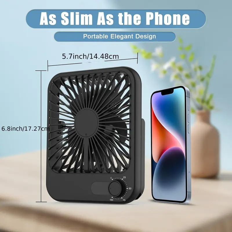 100-speed Smart Desk Fan with Digital LED Display, 180° Adjustable Tilt Fan with Rechargeable Battery & Ultra-portable Design for Office/Bedroom/Travel, Cooling Fan 1