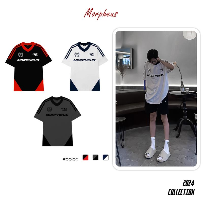 Áo Thun Bóng Đá Phối Cổ V thể thao, Áo Thun Local Brand Morpheus,Cổ Tim, Áo Jersey Form Rộng, Oversize áo envios