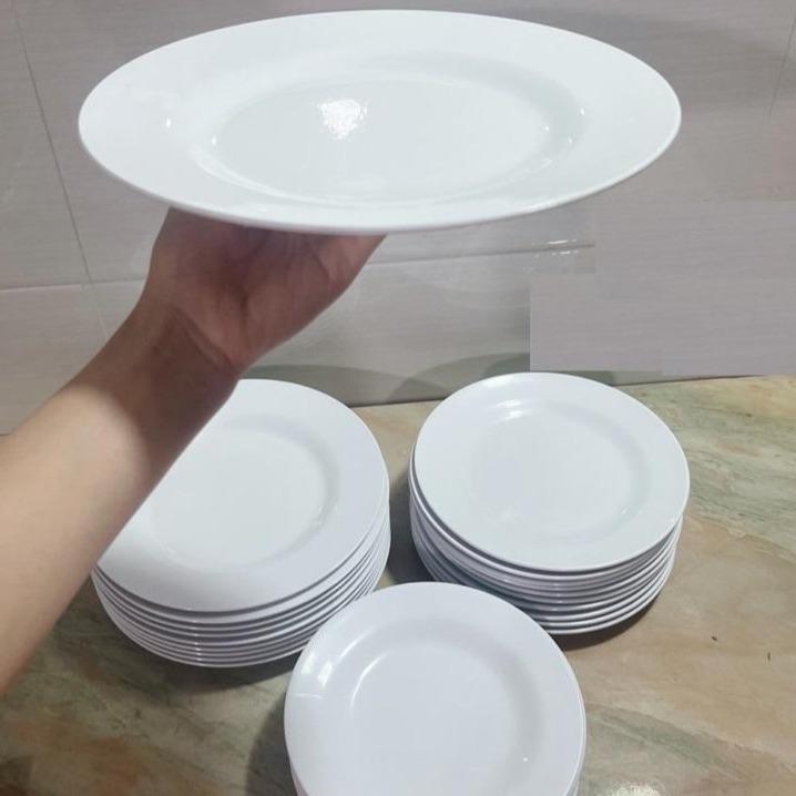 Combo 5 - 10 đĩa nhựa phíp tròn 4 size bền đẹp chịu nhiệt tốt Đĩa đựng hoa quả đồ ăn loại đẹp hàng cao cấp