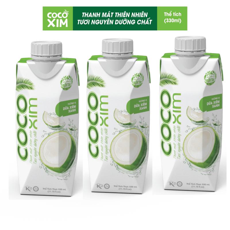 Combo 3 hộp nước dừa Xiêm Xanh Cocoxim Active 100% nguyên chất dừa tươi 330ml- Thương hiệu COCOXIM 