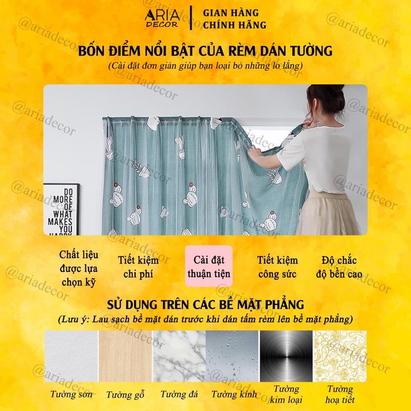 Rèm dán tường ARIA DECOR  mẫu THỎ CUTE không cần khoan đục, tặng kèm miếng dán, trang trí cửa sổ phòng ngủ, gác xép che tủ giày, tủ sách, tủ quần áo decor phòng cực chill 4