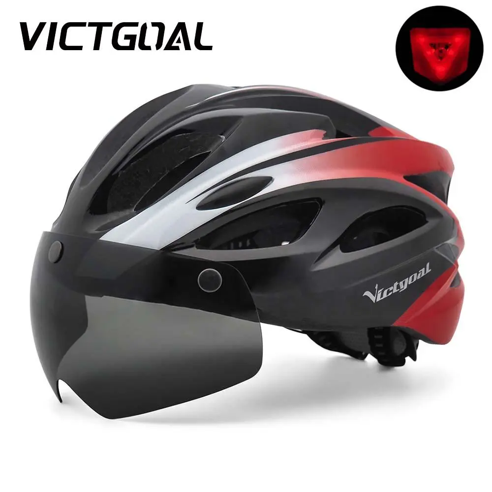 Bicycle Helmet With Glasses, LED Rechargeable Cycling Helmet, Adult Cycling Safety Equipment For Outdoor