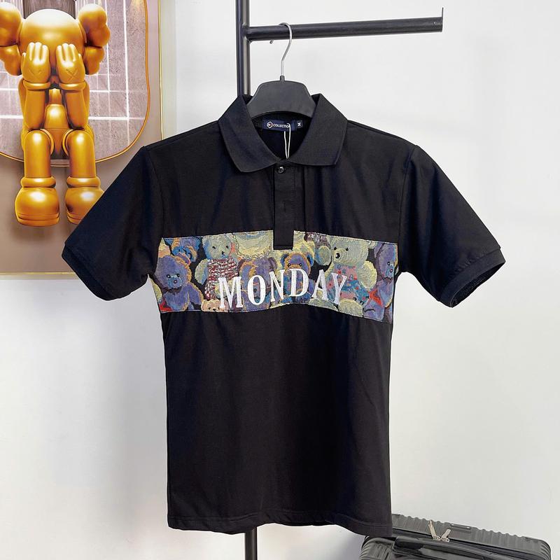 Áo thun nam cổ bẻ tay ngắn phối thêu chữ họa tiết đẹp sang trọng Menswear Cotton Shirt Tre 3