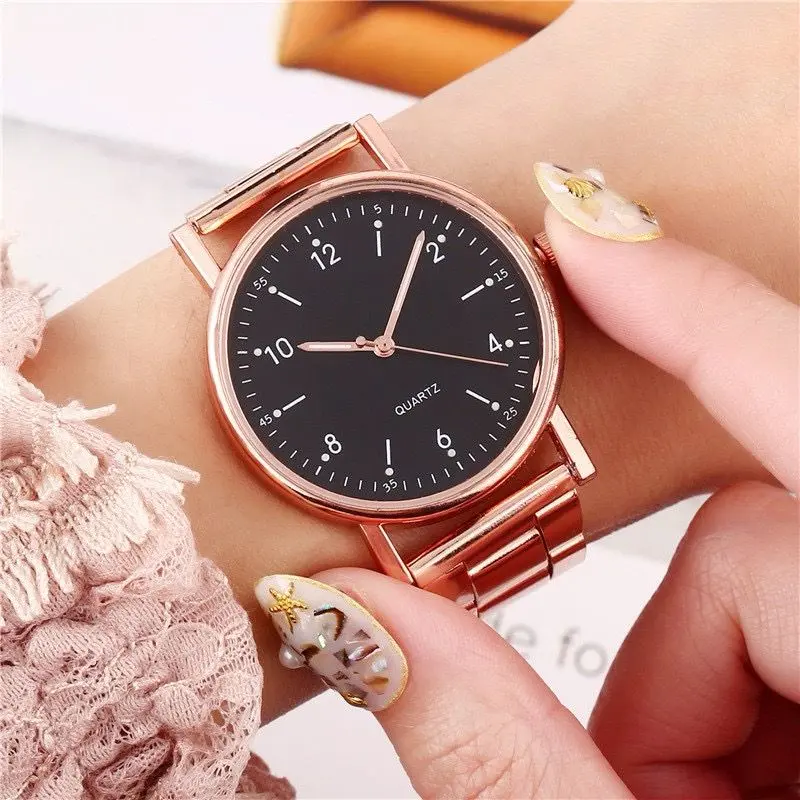 FREE LM Jam Tangan Pria Wanita Analog Casual Fashion Bulat Strap Rantai Stainless Steel RM132 Watches 7