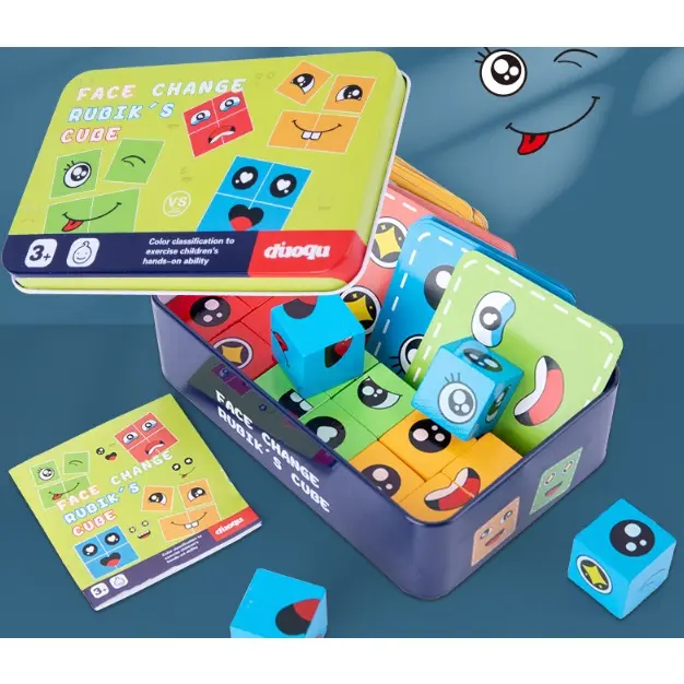 Mainan Edukasi FACE CHANGE RUBIK'S CUBE (TANPA BELL) / Mainan Ekspresi Anak / Face Changing Cube 3