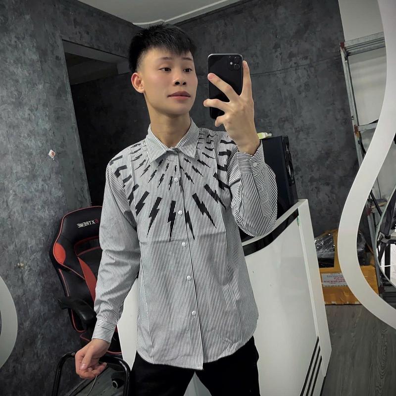 Áo Sơ Mi Lụa Áo Kẻ Tia Sét Cotong Nữ Cotton