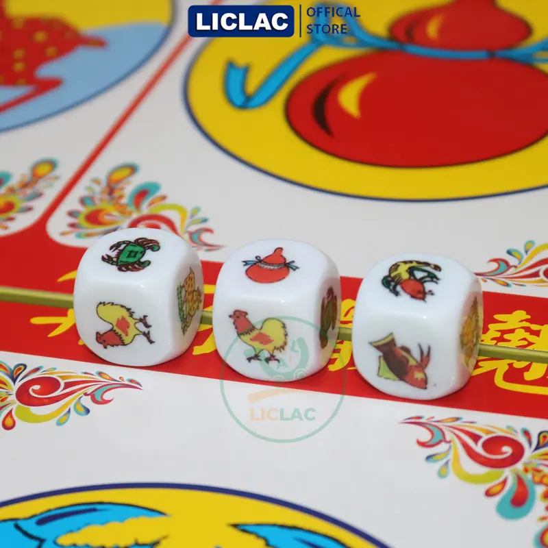 Bộ Bầu Cua Tôm Cá gồm Bàn Nhựa và 3 Xúc Xắc đá hàng Việt Nam chất lượng cao, Đồ chơi dân gian, Đồ chơi lắc bầu cua vui vẻ ngày tết, Boardgame giá rẻ - LICLAC 7