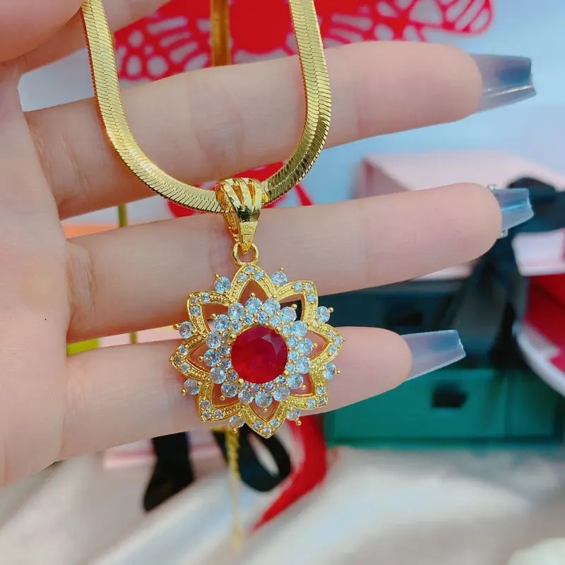 Dây chuyền mặt hoa rubi cao cấp 7