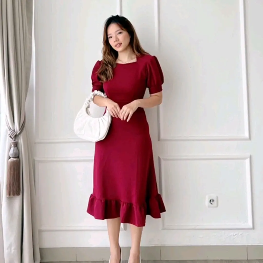 gaun acara pesta// dress scuba premium Wanita