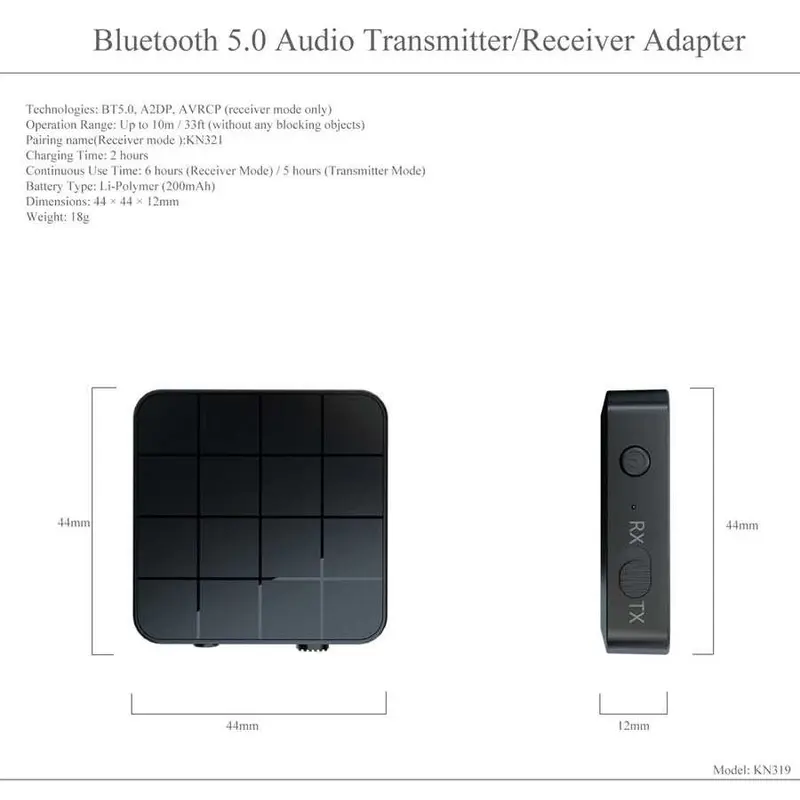 Audio Bluetooth 5.0 Universal Transmitter & Receiver TEBE 2 in 1 - 3.5 Earphone Headphone Speaker Wireless Accessories Plastik 6