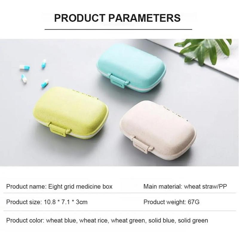 Product Introduction of Hộp Đựng Thuốc Cầm Tay Kích Thước Nhỏ, 8 Ngăn, Hộp Sắp Xếp Thuốc Du Lịch, Hộp Đựng Viên Thuốc Kín Lúa Mì, Hộp Đựng Đồ, Thích Hợp Cho Thuốc 19