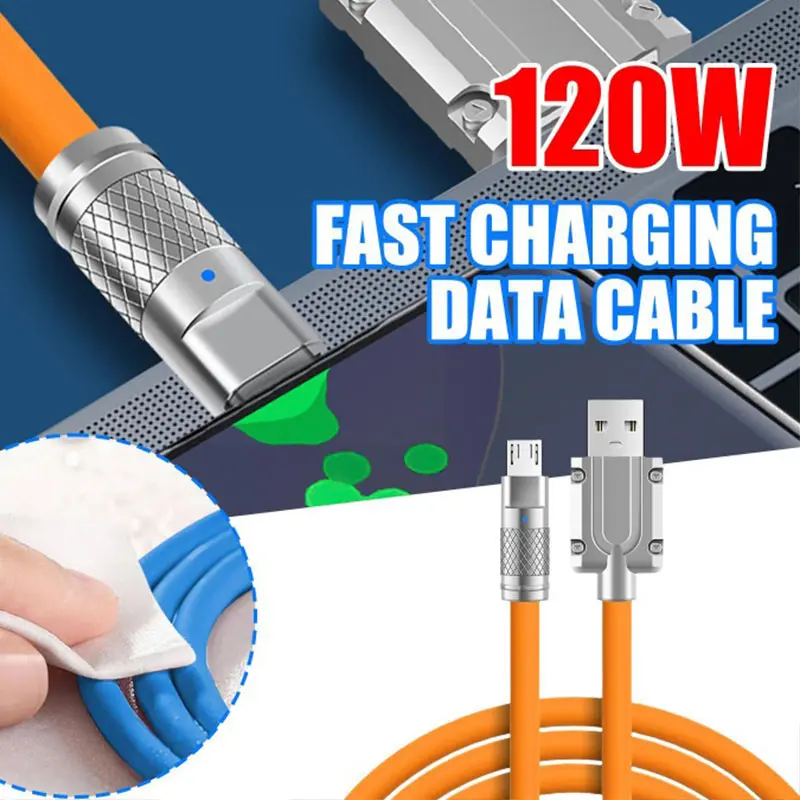 120W USB Cable liquid silicone Fast USB data cable Support Quick Charging for Android Micro