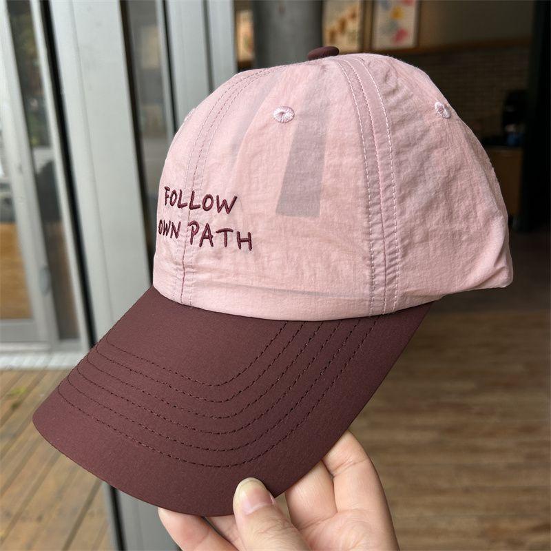 Mũ Bóng Chày, Phong Cách Hàn Quốc, Nhanh Khô, Thoáng Khí, Mũ Chống Nắng, Dành Cho Nam Và Nữ, Thêu Chữ Màu Tương Phản, Thích Hợp Cho Tình Nhân, Hợp Xu hướng, Trông Khuôn Mặt Hoang Dã