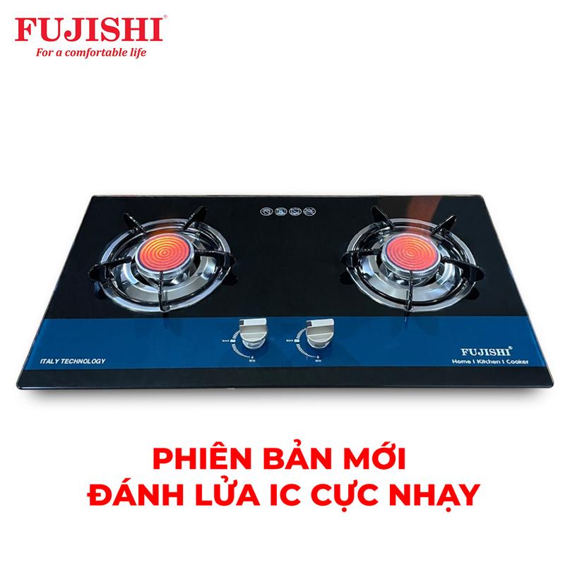 Bếp gas âm FUJISHI FJ-8010IC - HỒNG NGOẠI - KÍNH XANH - Đánh lửa IC cực nhạy - Lắp âm / Để nổi 2 trong 1 - tiết kiệm gas - Bảo hành chính hãng 02 Năm