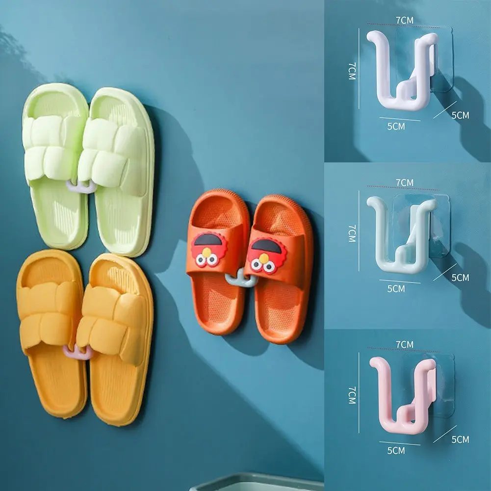 Non-punched bathroom simple slippers hook wall mounted bedroom neat shoe rack