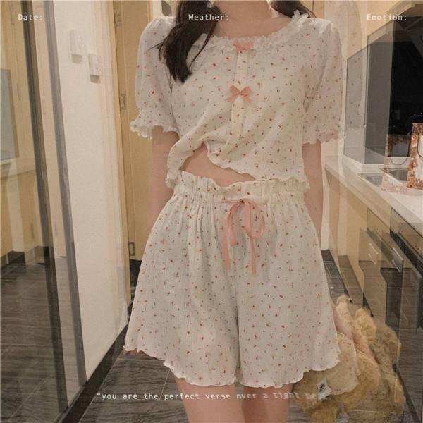 Bộ Đồ Ngủ Mùa Hè, Phong Cách Cổ Điển, Dây Treo Hoa Nhỏ Có Đệm Ngực, Dành Cho Nữ, Người Có Ảnh Hưởng Trực Tuyến, Nhóm Mua Hàng Tiktok, Thích Hợp Mặc Nhà Thế Hệ Nho Áo Women Nhung 8