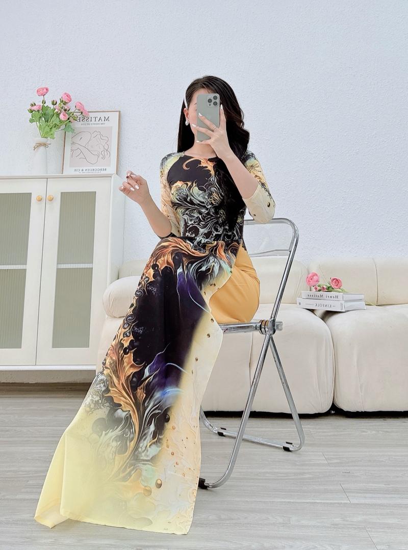 Product Introduction of Áo dài nữ thiết kế lụa nhật in 6D - MÃ N38 Women Dress 12