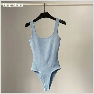 Áo Jumpsuit Quần Nữ, Cổ Phẳng Gợi Cảm, Trễ Vai, Áo Vest Gợi Cảm, Có Thể Mặc Bên Trong, Có Thể Mặc Bên Ngoài, Áo Hai Dây Không Tay Women