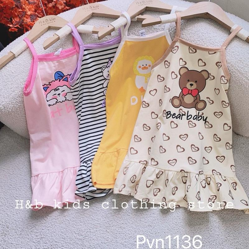 Nakids Váy 2 dây xuông cho bé gái chất liệu cotton, hoạ tiết hình in sắc nét 6