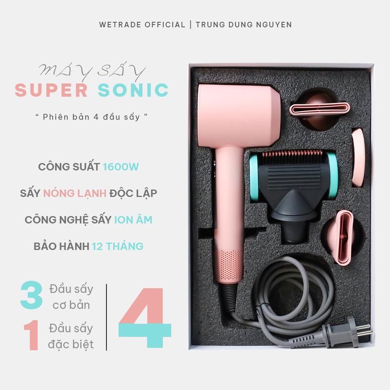 4 ĐẦU SẤY Máy Sấy Tóc Nam Nữ SUPERSONIC ion âm 2 chiều nóng lạnh giúp Sấy Tóc suôn mềm công suất 1600W bảo hành 12 tháng MẪU MỚI 2024 Women
