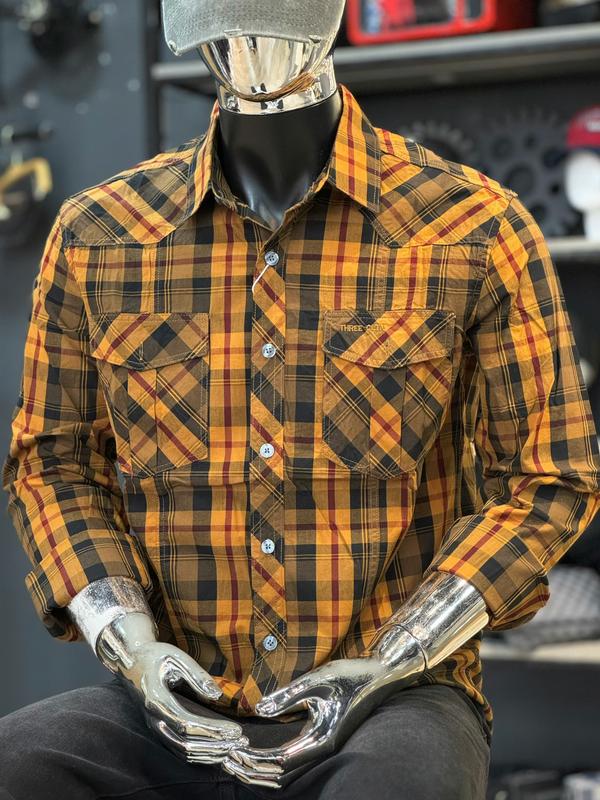 [2 Mẫu Áo Sơ Mi THREE CLTN] Áo Sơ Mi Nam Tay Dài Caro Vàng Sọc Đen & Caro Xanh Mạ Sọc Xám S3298 S3299 Jean Menswear