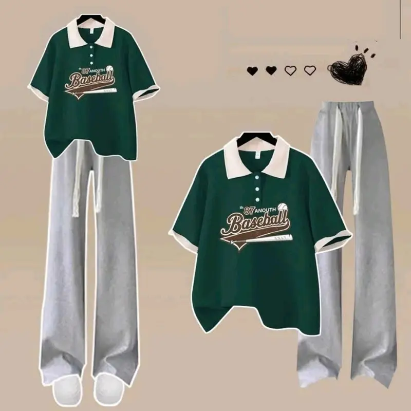 ( lưu ý sét bộ bình dân Mỏng nhưng mát, Không lộ ) Tổng Hợp  Sét Quần Ống Rộng Dây Rút Bản To Mix Áo Phông Polo Có Cổ Cộc Tay Phom Rộng Nữ - Ong Top 4