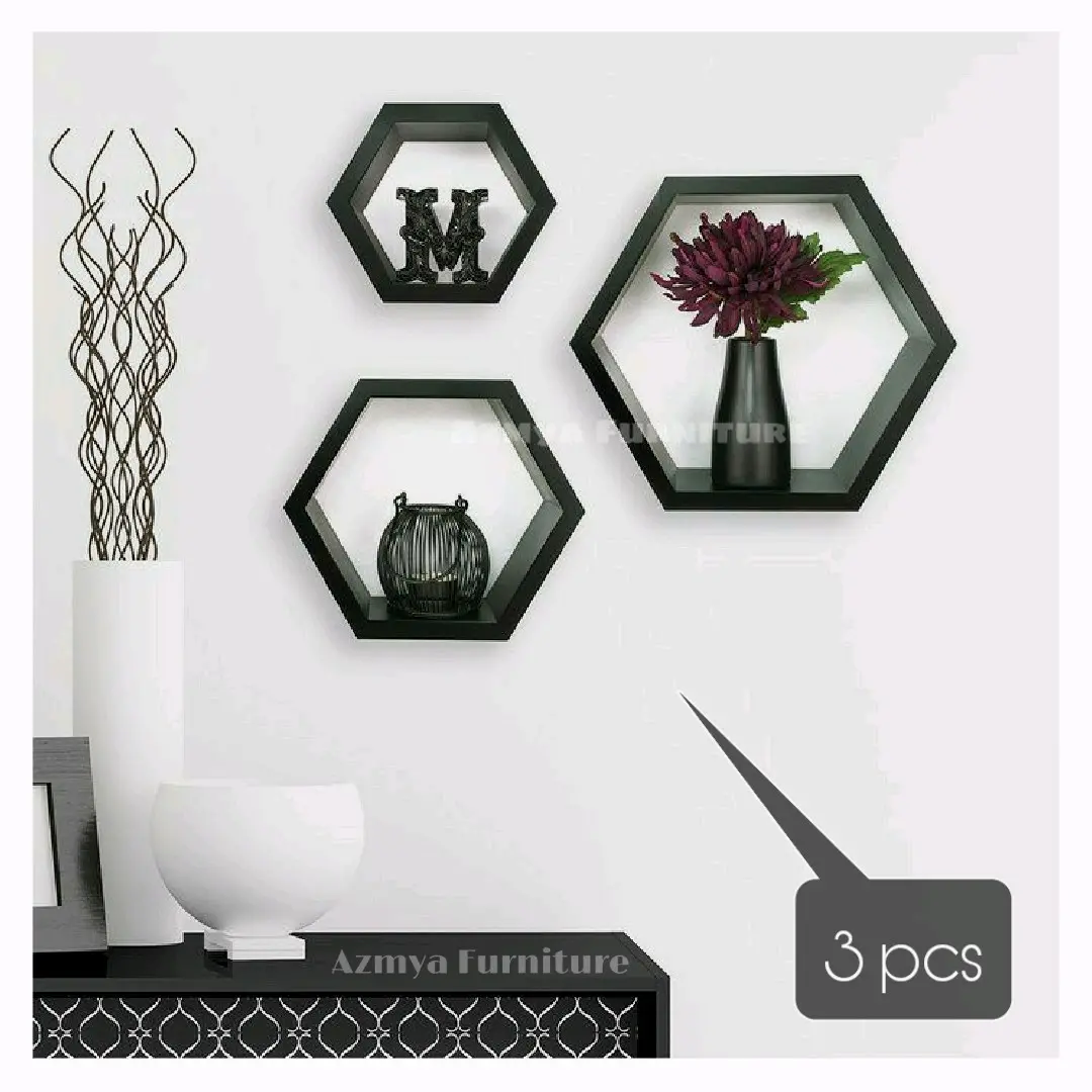 Rak dinding hexagonal 3 pcs rak dinding minimalis rak gantung hiasan dinding