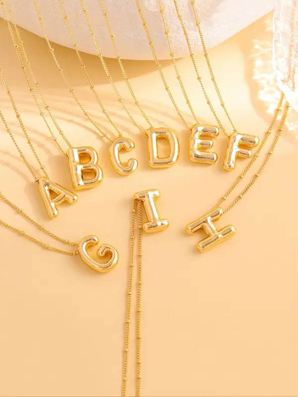Creative Bubble Letter Design Pendant Necklace, Fashion Jewelry for Party, Daily Clothing Decor, Trendy All-match & Exquisite Jewelry for Birthday Gift 4