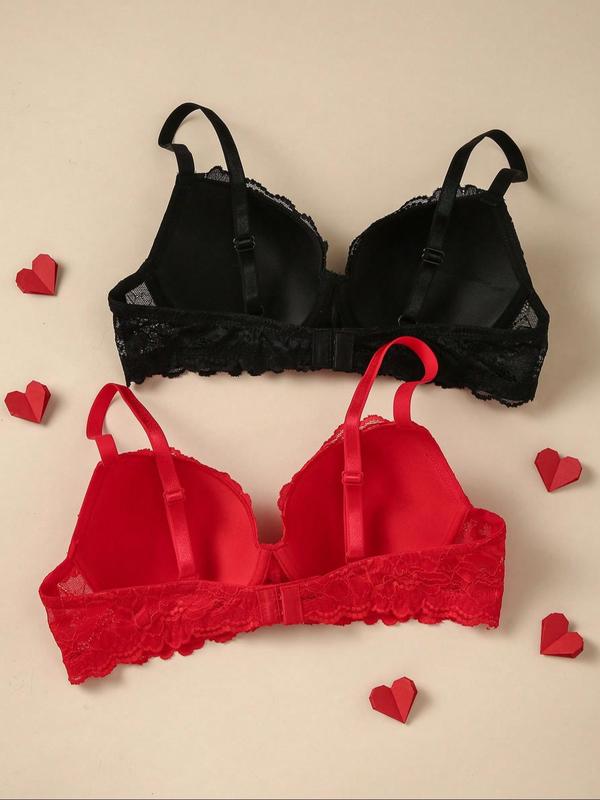 Women's Floral  Lace Push Up Bra, Soft Comfy Breathable  Lingerie Top for Daily Wear, Women's Lingerie for All Seasons 1