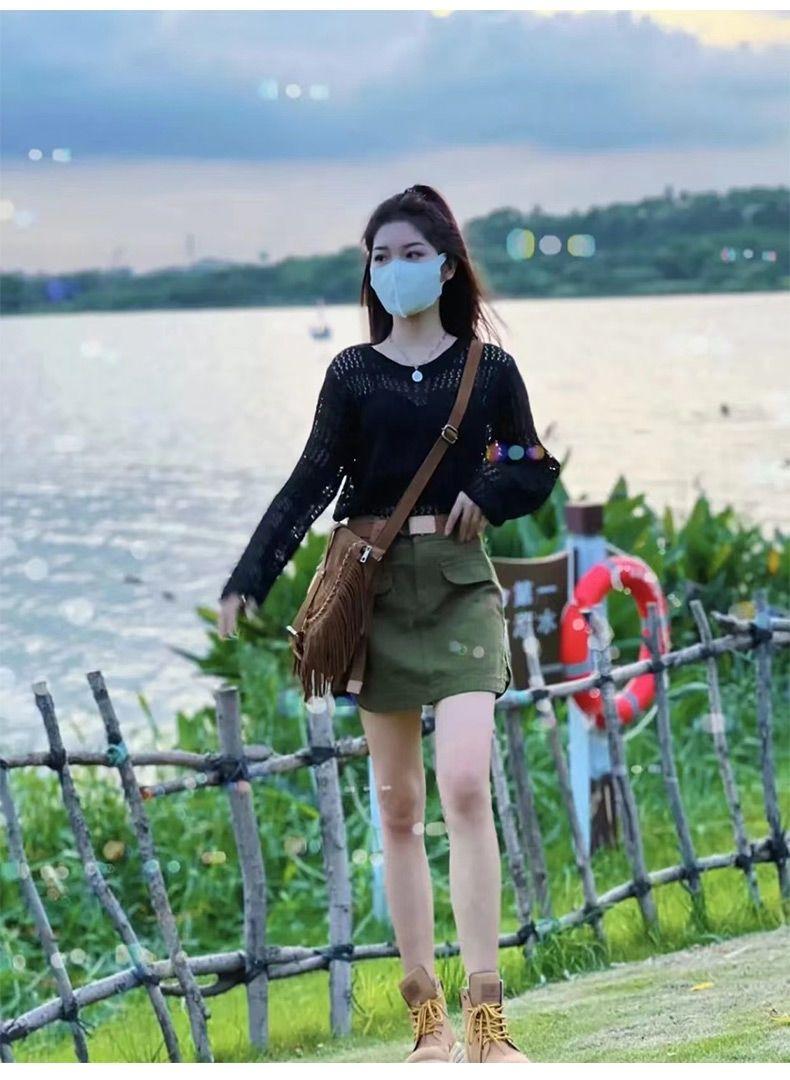Product Introduction of Áo Len Mùa Hè Cho Nữ, Dáng Rộng Vừa Vặn, Phong Cách Thường Ngày Phong Cách Hàn Quốc, Thiết Kế khoét Áo Dài Tay Mỏng, Thích Hợp Mặc Ngoài Trời, Hàng Mới Về Năm 2024 9