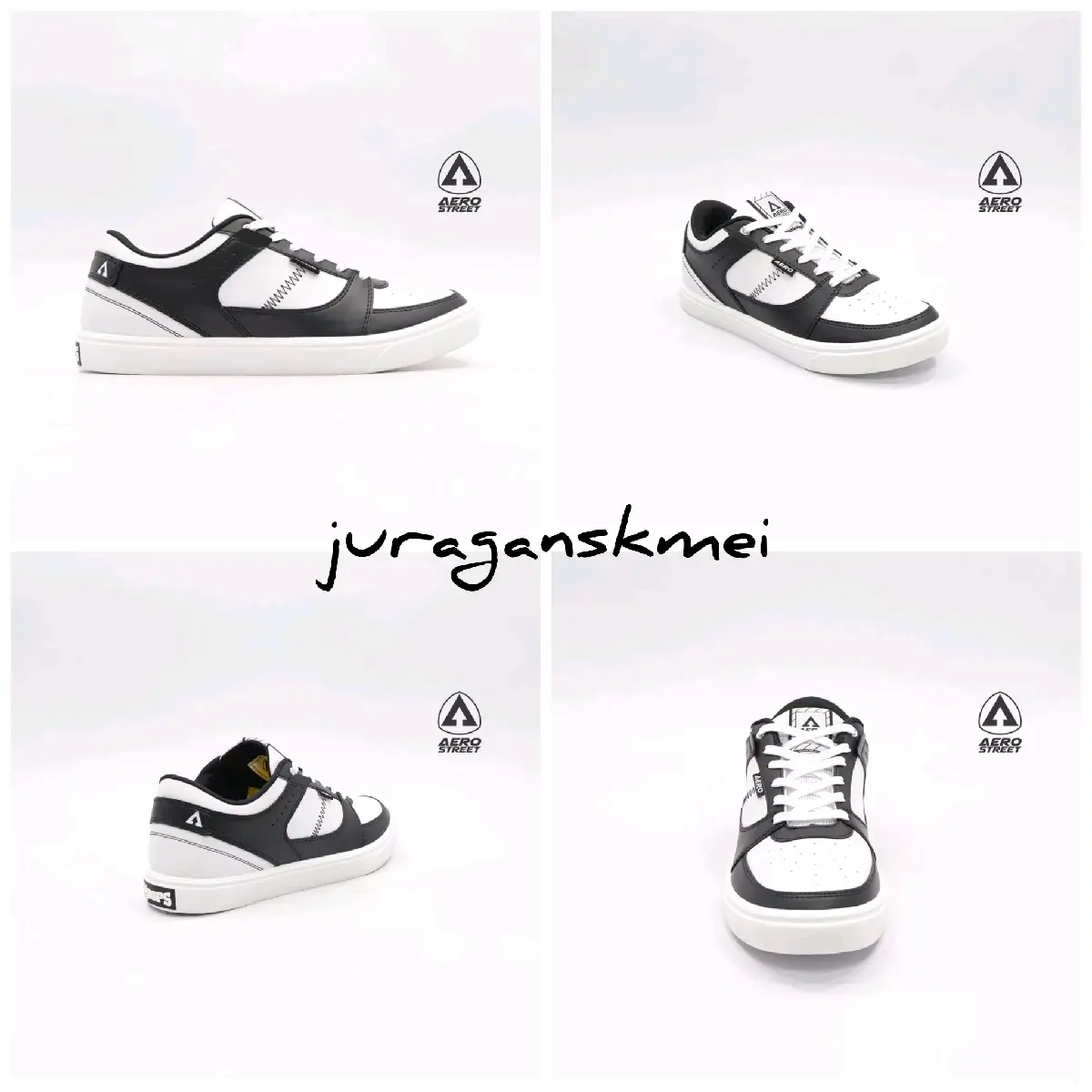 AEROSTREET Hoops Low Putih Hitam Putih Sepatu Sneakers Casual