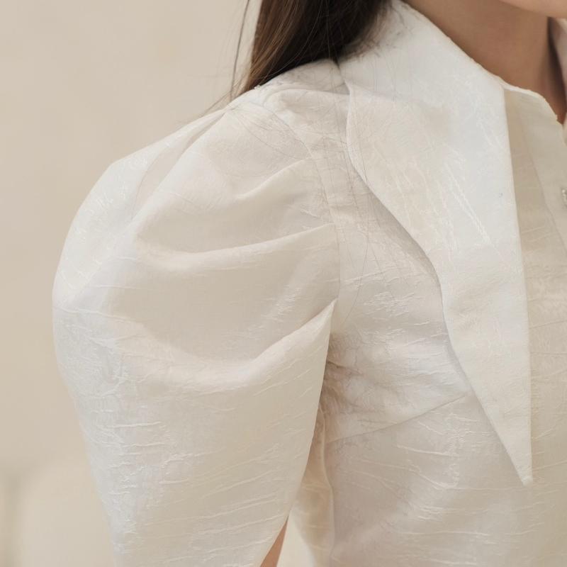 White Swan Set, áo crop cổ gợn sóng tay thiên nga và chân váy chữ A 5