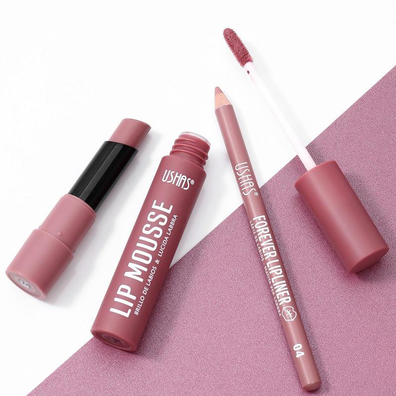 Product Introduction of Long Lasting Lip Makeup Set, 3 Counts/set Lipstick & Lip Gloss & Lip Liner, Moisturizing Lip Makeup Kit, Suitable for Daily Makeup, Valentine's Day Gift, Makeup Products 4