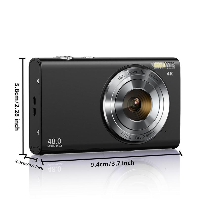 48MP 4K Digital Cameras, Portable 16X Zoom Digital Cameras with 32G TF Card & Charging Cable & Operating Manual, High Definition Digital Camera for Outdoor Sports, Stocking Fillers Gift 6