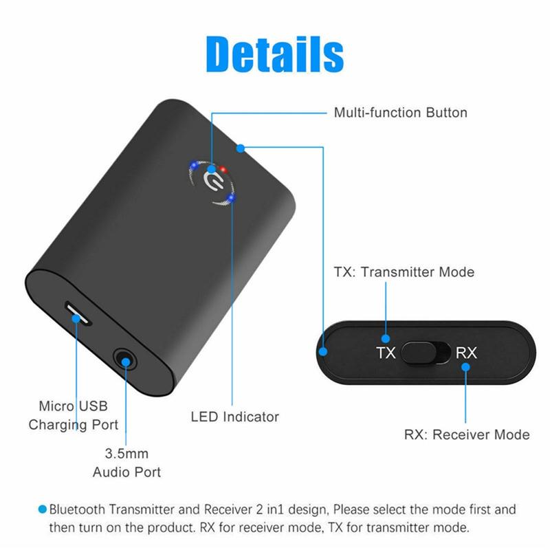 Product Introduction of Bộ phát và thu không dây Bluetooth 5.0, Âm thanh A2DP, Jack 3.5mm, bộ chuyển đổi Aux Nghe Nhạc Phụ Kiện 38