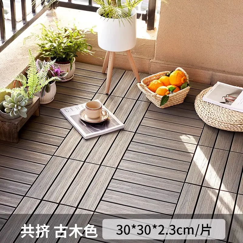 Flat stripes - Dark Coffee Color - Outdoor Patio Tiles 11-Packs, Wood Plastic Floor for Garden & Balcony. Anti-Corrosion & Waterproof. Thickened Splicing Floor outdoor  furniture
