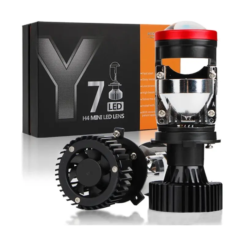 Sepasang 2PCSKemasan Baru Y7D Lampu Led Mobil Y6D Y8D Mini Projie H4 120 Watt 30000LM Super Bright H4 Mini Projector Lens Lensa Motor Mobil Headlight Headlamp-Sepasang Lampu Car 1